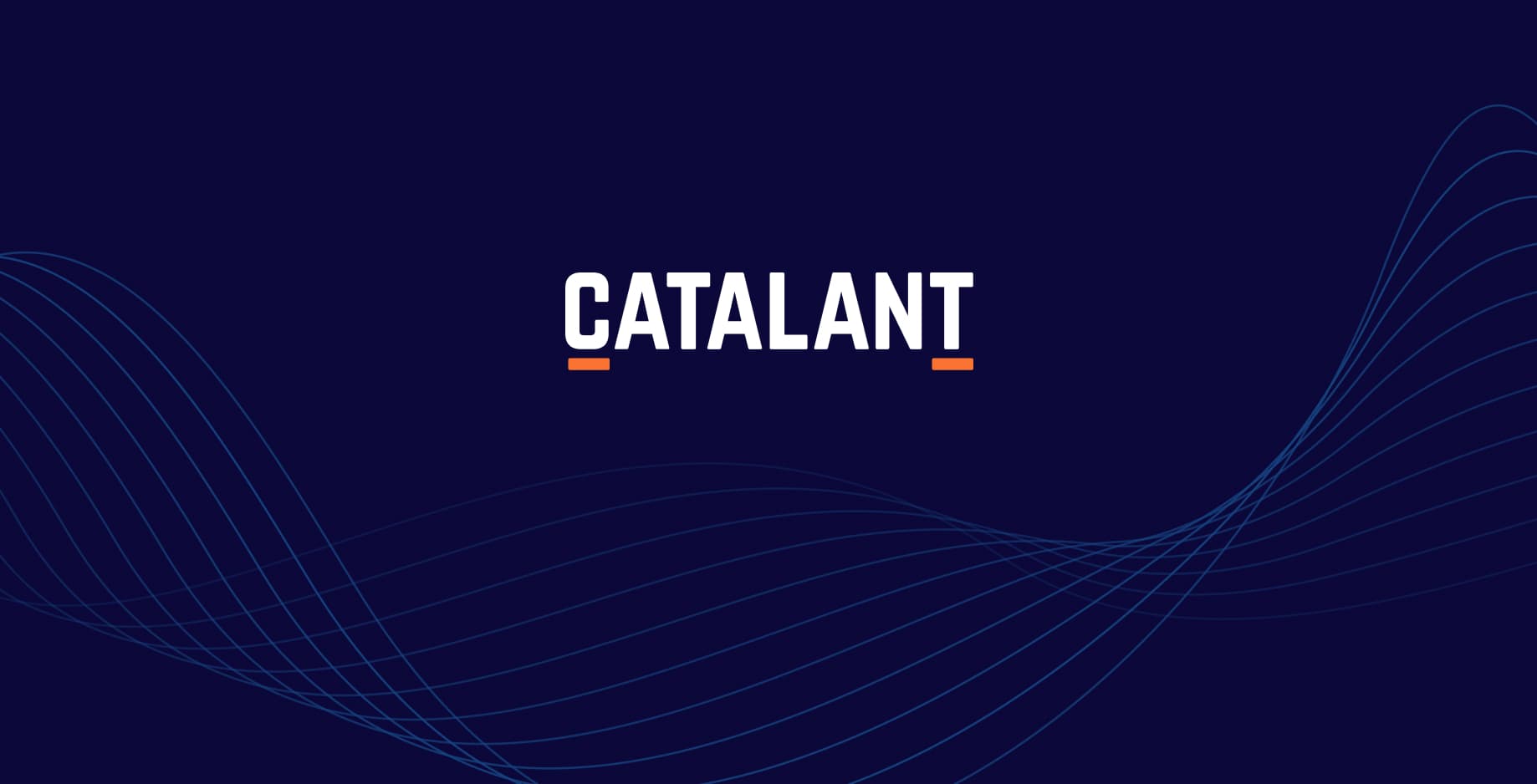 Catalant company branding with flowing blue design elements